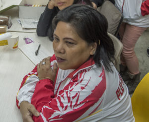 Sheila Estrada på fackmöte i Hongkong